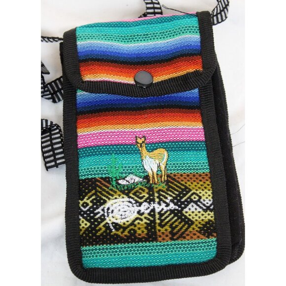 Peruvian Passport Pouch Wallet Phone Padded Native Textile Lanyard Llama Woman - Picture 2 of 5